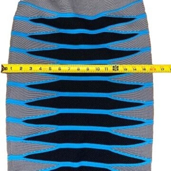Alexander Wang Curved Hem Mesh Pencil Skirt Gray Blue Black Geometric Size Small - Picture 10 of 12